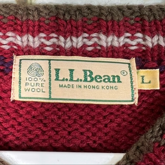 L.L. Bean Vintage 100% Wool Aztec Western Crewneck Sweater Chunky Knit - Picture 8 of 8
